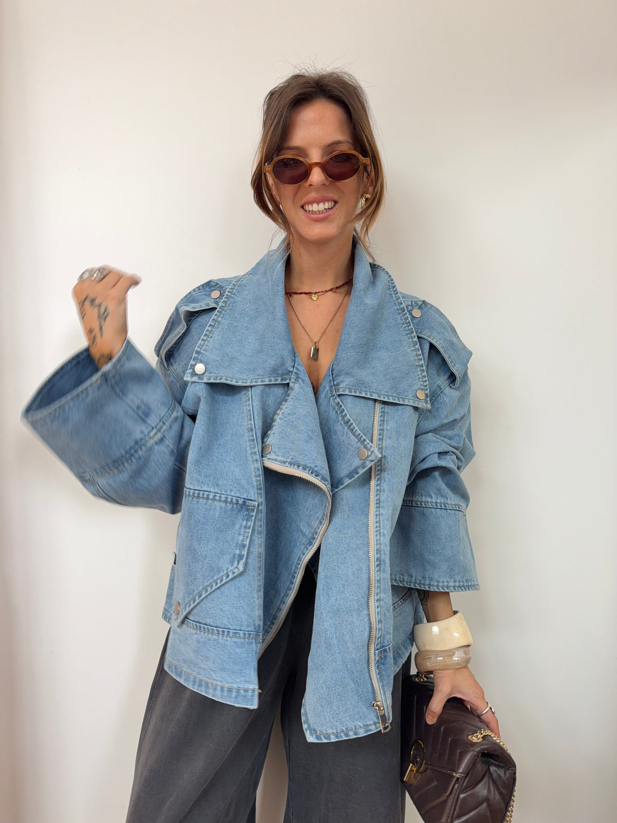 Veste en jean oversize - bleu clair