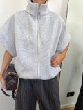 Veste sweat à zip - gris chiné