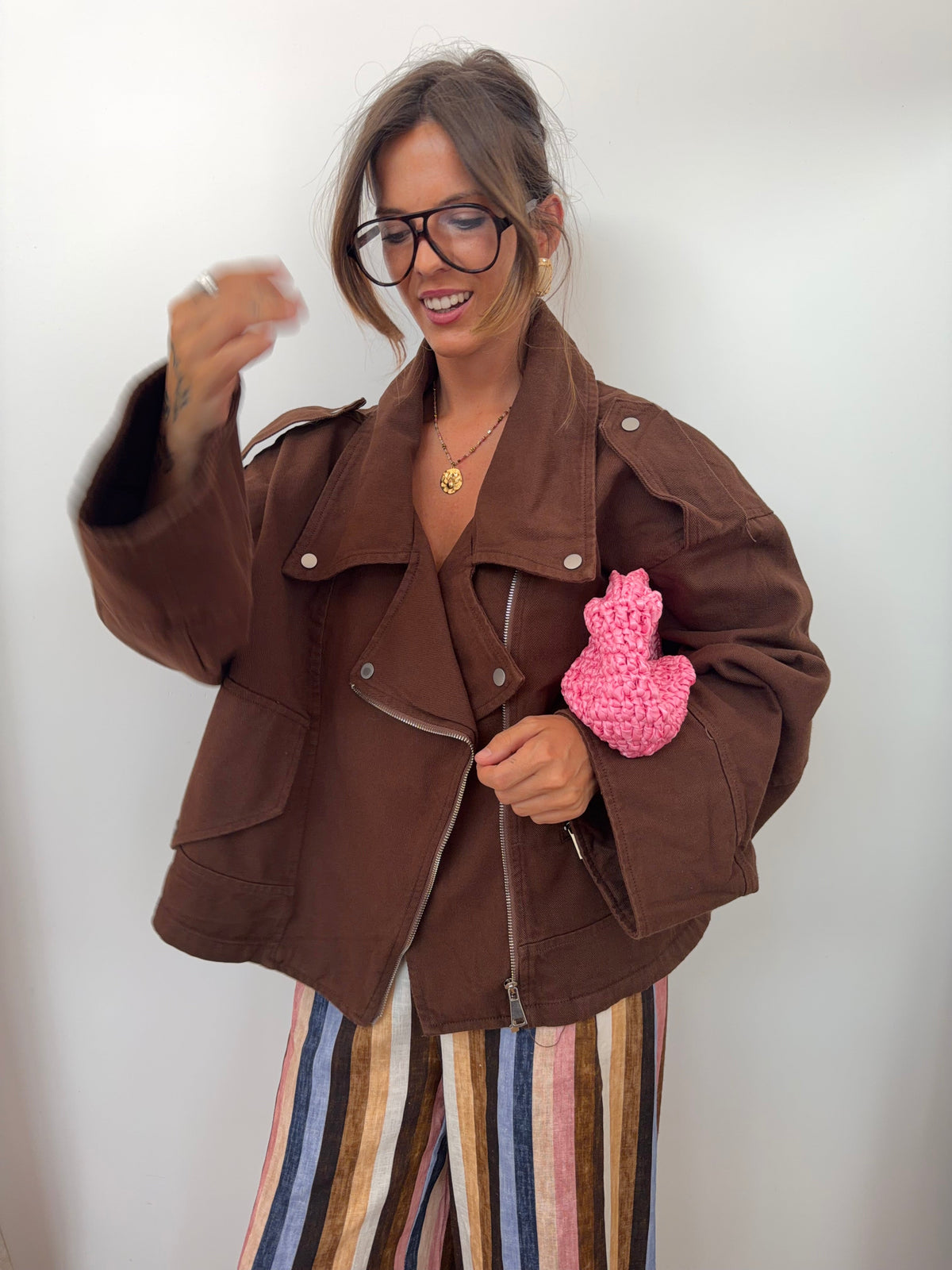 Veste en jean oversize - marron