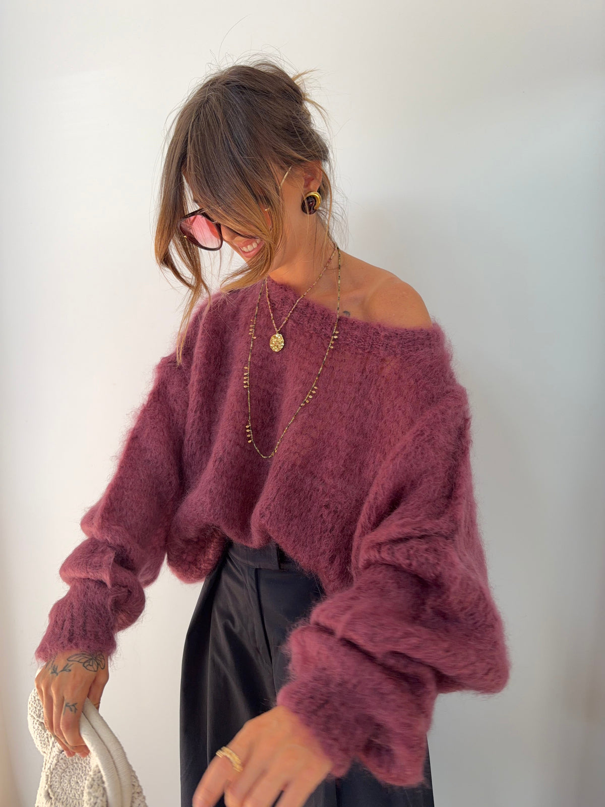Pull 80% Mohair - vino