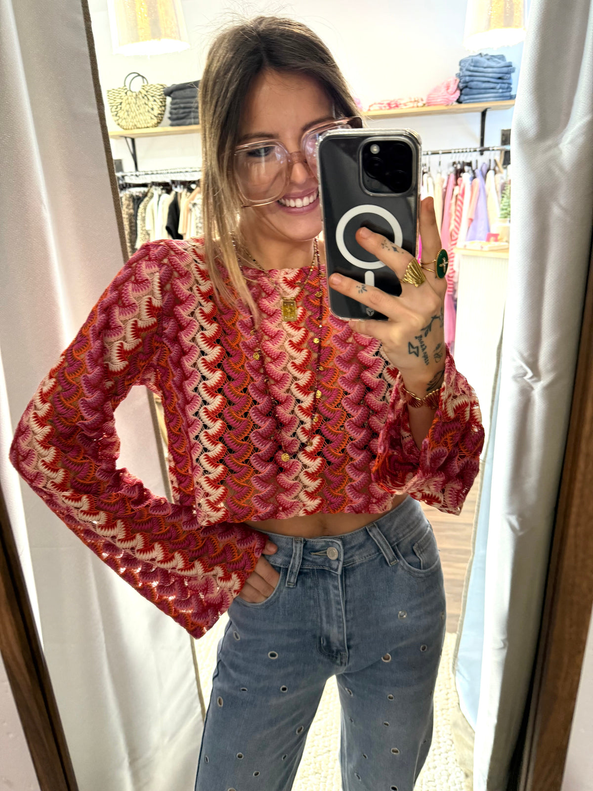 Haut en crochet - summer rosy