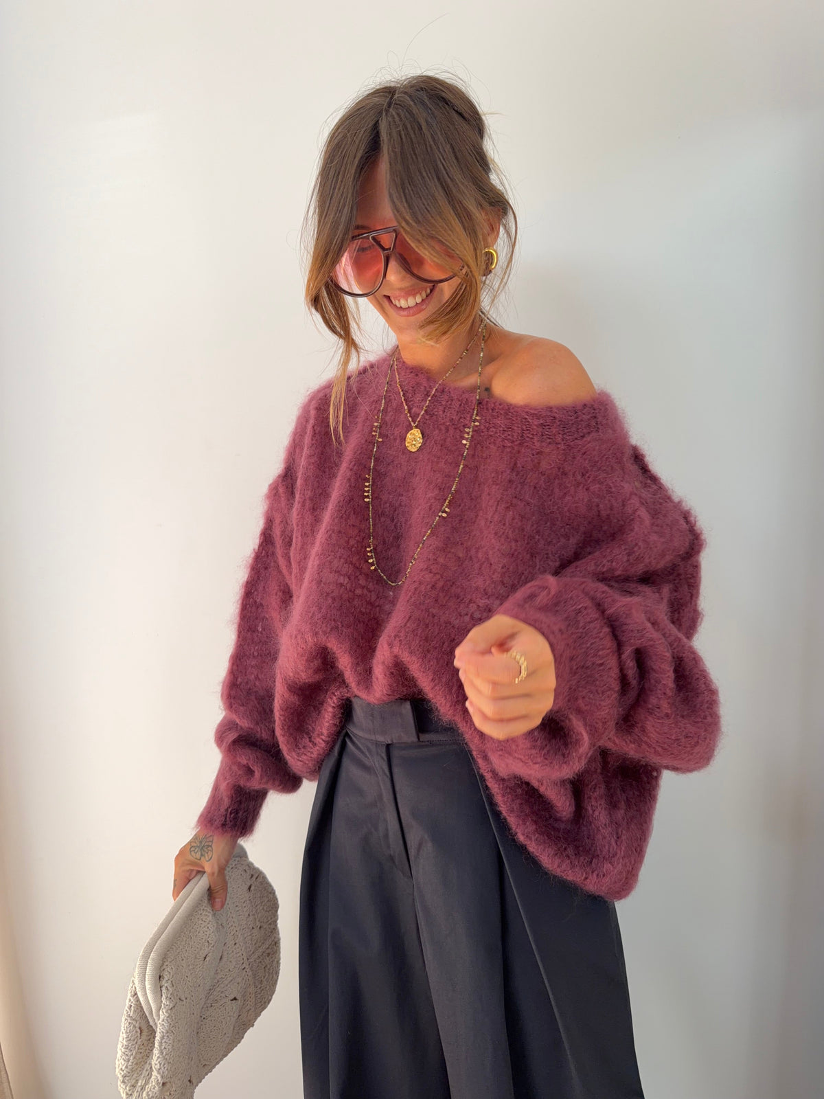 Pull 80% Mohair - vino