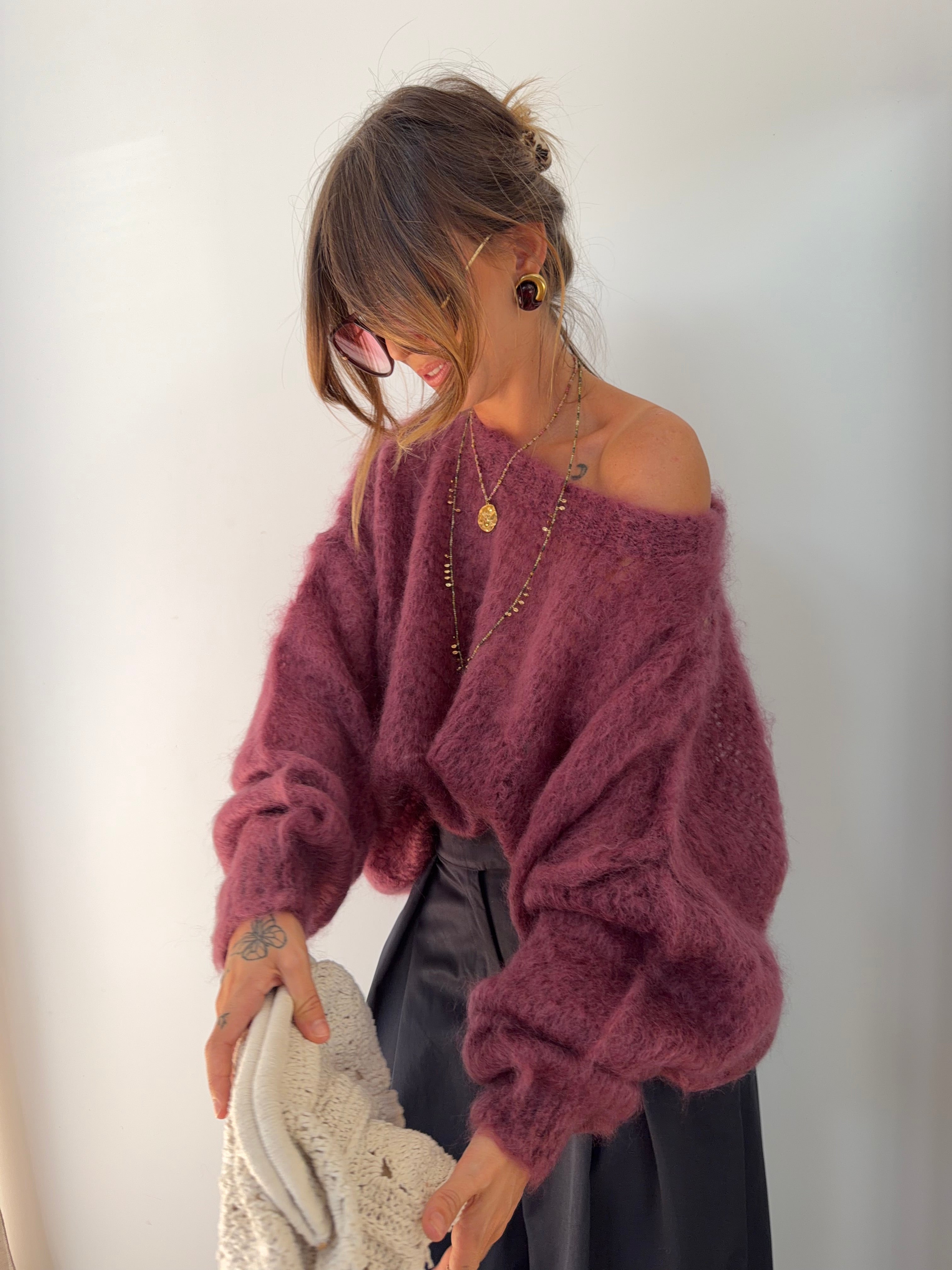 Pull 80% Mohair - vino