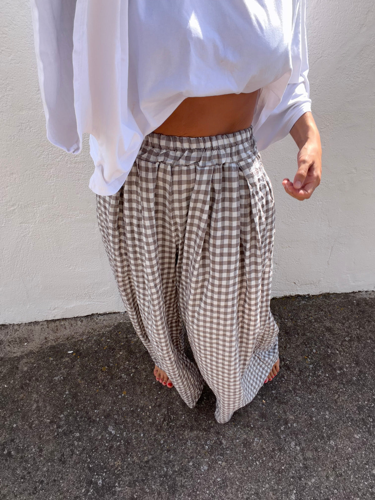 Pantalon à carreaux - taupe