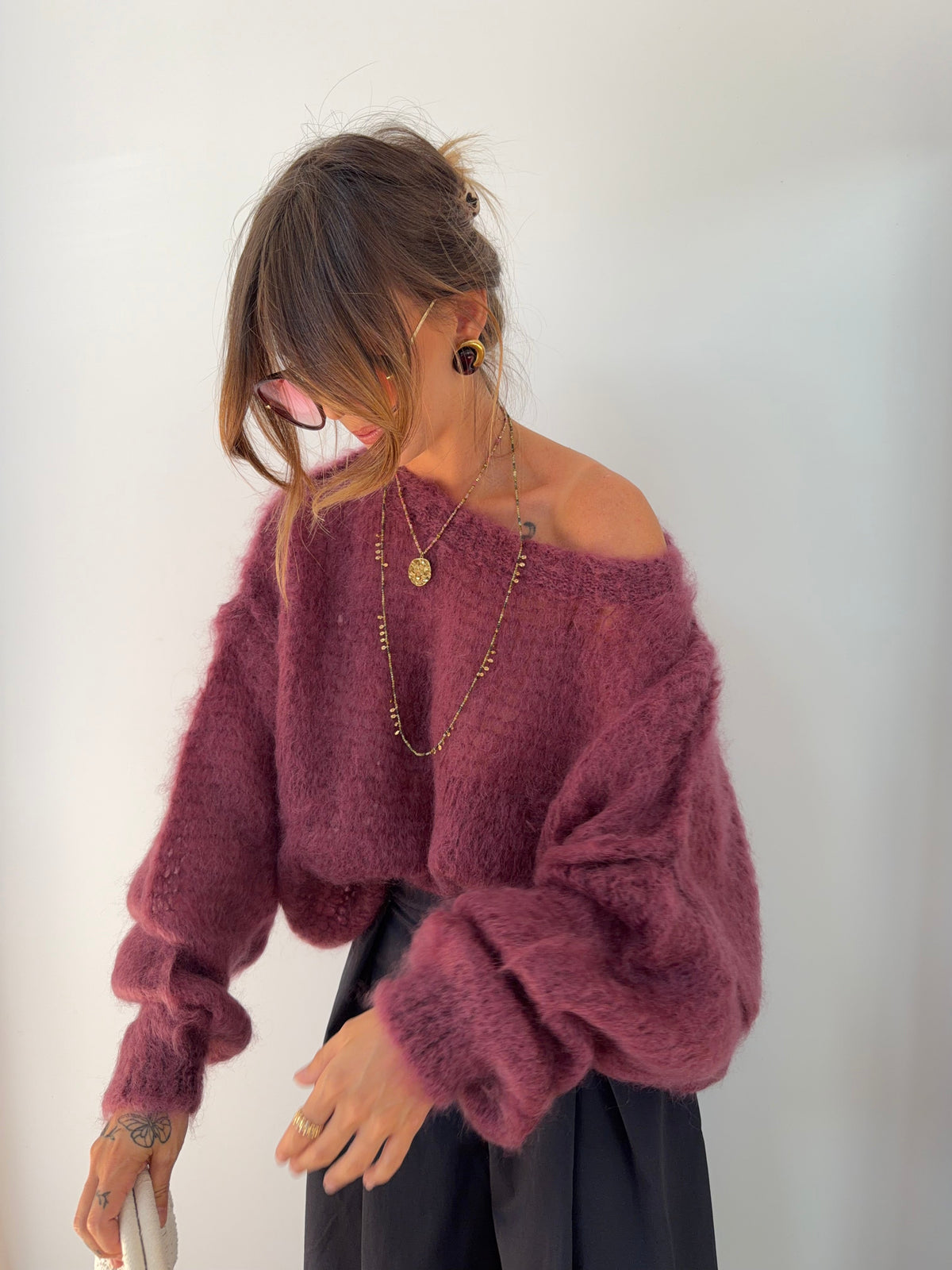 Pull 80% Mohair - vino